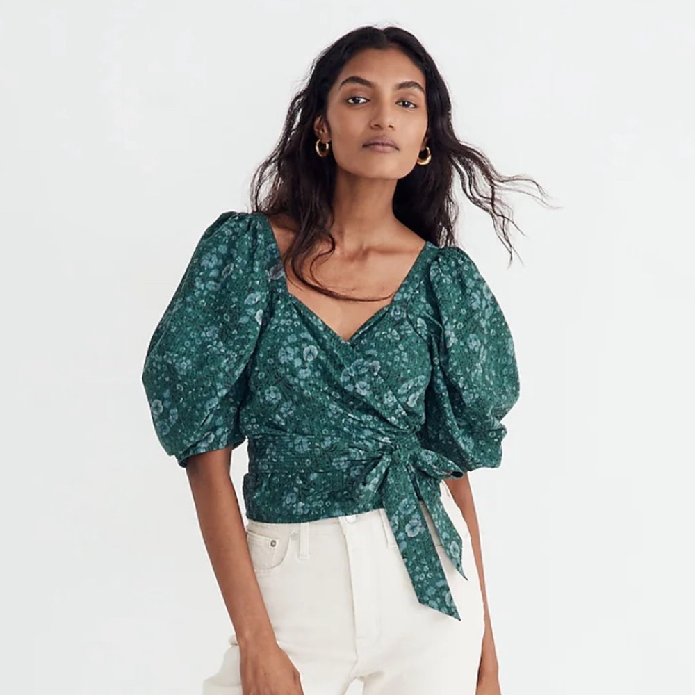 NWT Madewell Seersucker Sweetheart Wrap Top XS